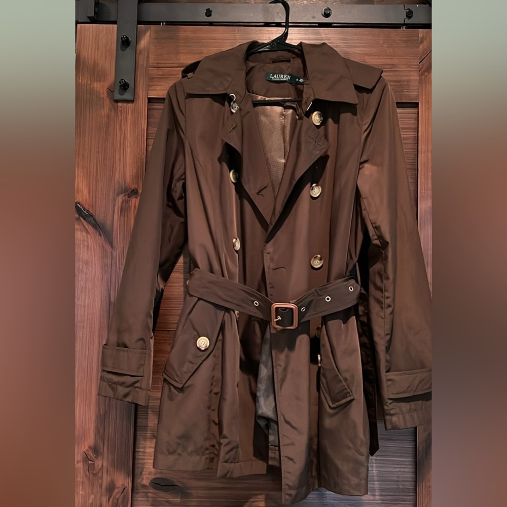 Ralph Lauren Brown Double-Breasted Trench Coat with Belt